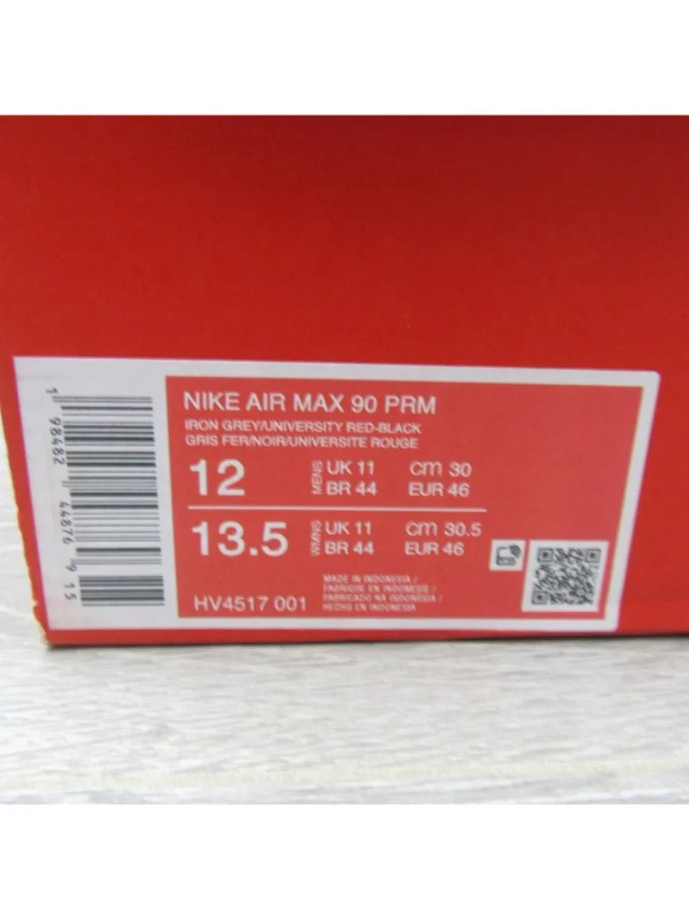 Nike Air Max 90 Premium Mens Size 12 Iron Grey Red Shoes NEW - Picture 13 of 16